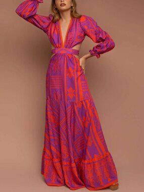 Mar a Mar Serena Purple Red Resortwear Maxi Dress NWT NEW Size M